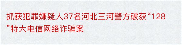 抓获犯罪嫌疑人37名河北三河警方破获“128”特大电信网络诈骗案
