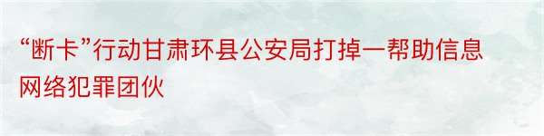 “断卡”行动甘肃环县公安局打掉一帮助信息网络犯罪团伙