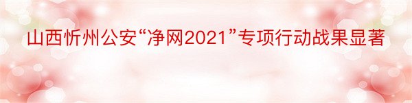 山西忻州公安“净网2021”专项行动战果显著